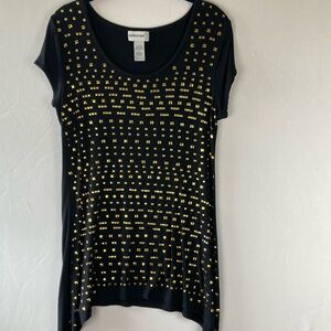 Glitterscope small, black and gold studded top